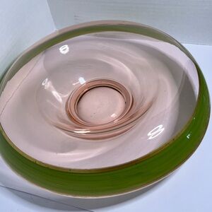 Vintage Tiffin Franciscan Rambler Rose Rolled Edge Console Pink Green Gold Rim